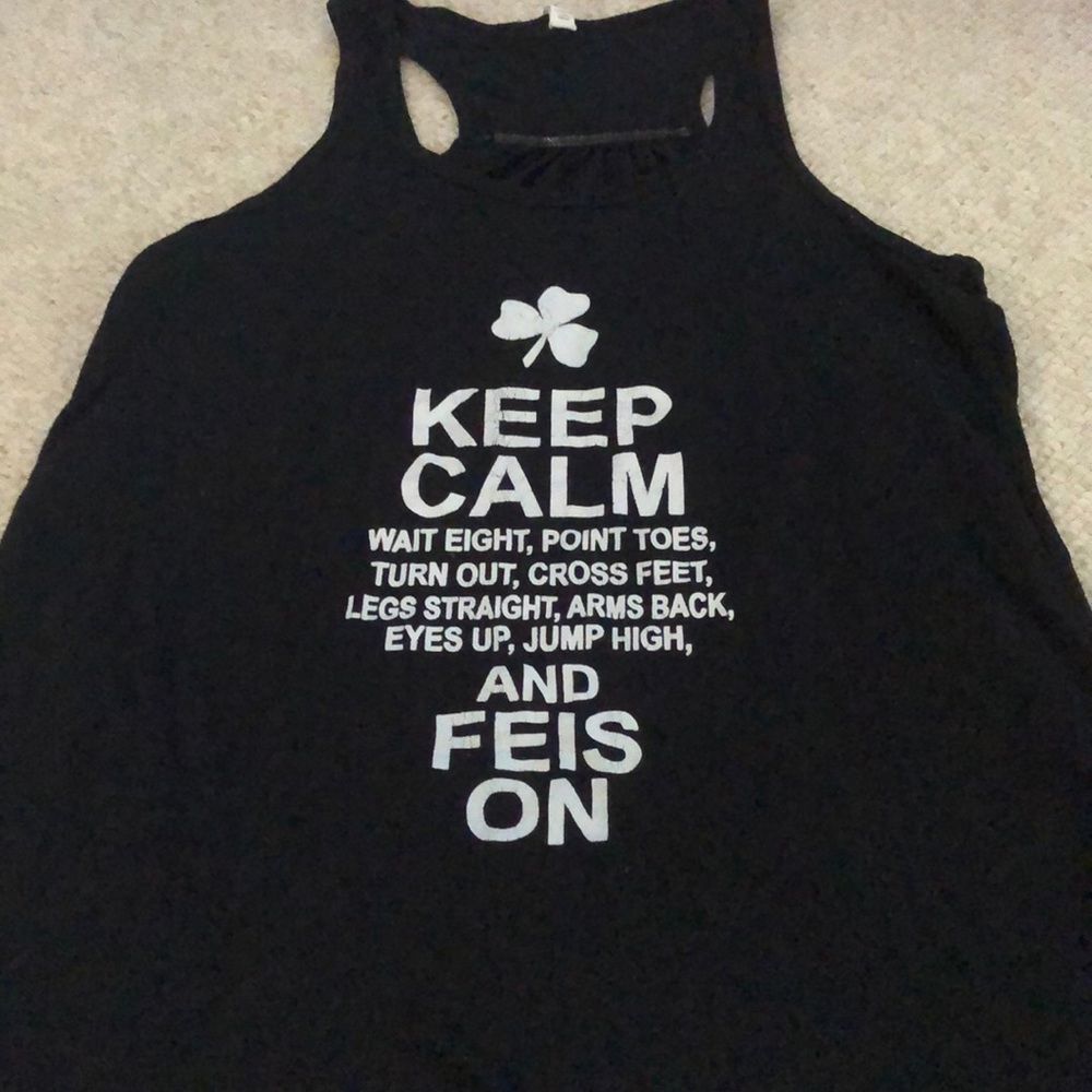 Black tank top with a saying on it